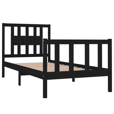 vidaXL Cadru de pat single, negru, 90x190 cm, lemn masiv