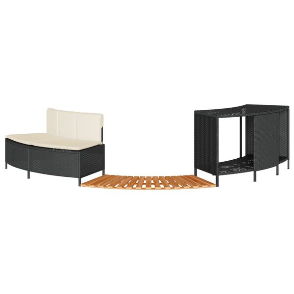 vidaXL &Icirc;mprejmuire cadă cu hidromasaj, negru, poliratan / lemn acacia