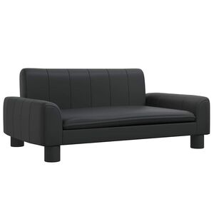 vidaXL Pat de c&acirc;ini, negru, 70x45x30 cm, piele ecologică