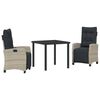 vidaXL Set de masă pentru grădină cu pernă 3 pcs Gri deschis poliratan