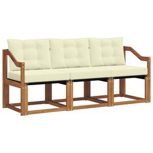 vidaXL Set de canapele de exterior cu pernă 3 pcs Natural și Crem
