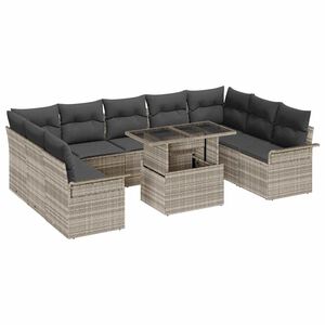 vidaXL Set de canapele pentru grădină 10 buc. Gri deschis Rattan poli