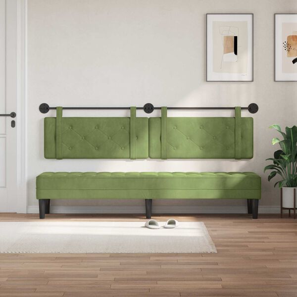 vidaXL Cap de pat suspendat Verde deschis 210 x 55 x 5 cm Catifea