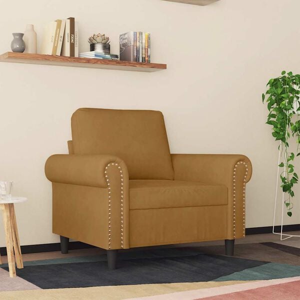 vidaXL Fotoliu canapea, Maro, 60 cm, catifea