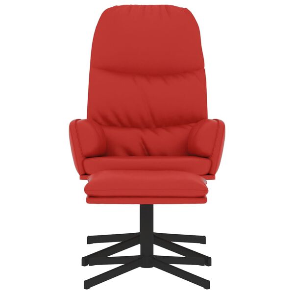 vidaXL Scaun de relaxare cu taburet, roșu vin, piele ecologică