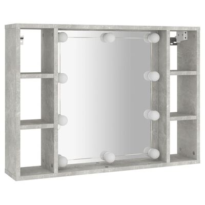 vidaXL Dulap cu oglindă și LED, gri beton, 76x15x55 cm