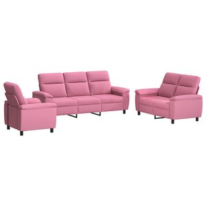 vidaXL Set de canapea 3 pcs Roz Țesătură