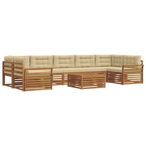 vidaXL Set de canapele de exterior cu pernă 8 pcs Natural și Bej