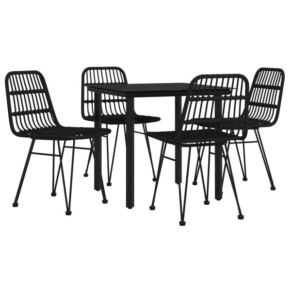 vidaXL Set mobilier de grădină, 5 piese, negru, poliratan