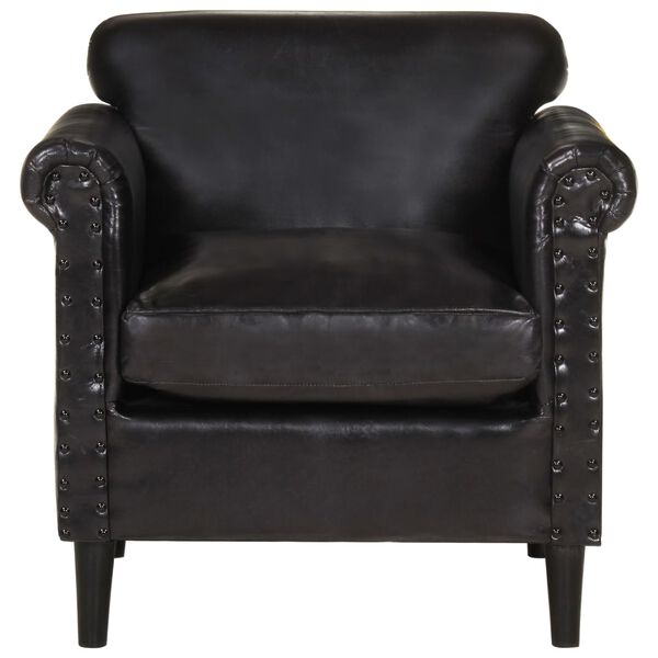 vidaXL Fotoliu, negru, piele naturală