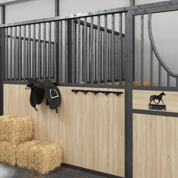 vidaXL Cuier pentru 5 căpestre, 5 c&acirc;rlige, negru, fier