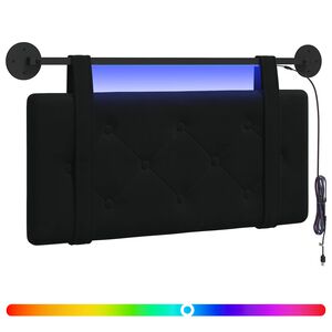 vidaXL Tăblie de pat suspendată Cu lumină LED Negru Catifea