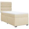 vidaXL Pat box spring cu saltea, crem, 100x200 cm, textil