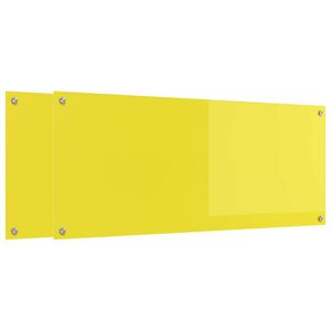 vidaXL Spate de bucătărie 2 pcs Galben 120 x 50 cm sticlă securizată