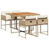 vidaXL Set mobilier de grădină cu perne, 5 piese, bej, poliratan