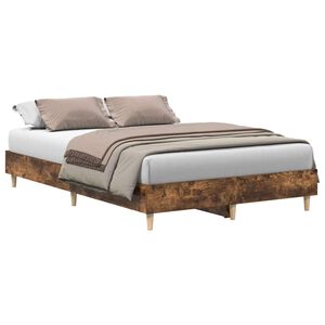 vidaXL Cadru pat fără saltea Stejar afumat 120x190 cm Lemn prelucrat