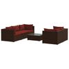 vidaXL Set mobilier de grădină cu perne, 6 piese, maro, poliratan