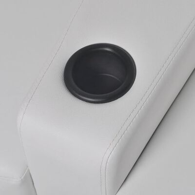 vidaXL Fotoliu rabatabil cu 2 locuri, LED piele artificială alb