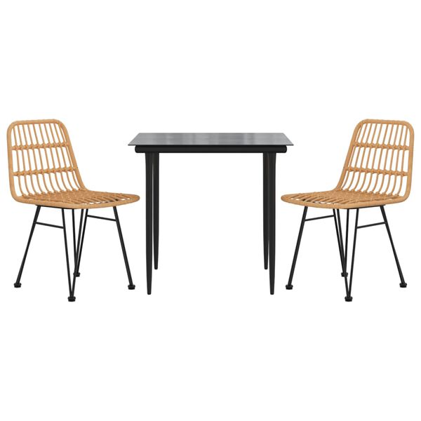 vidaXL Set mobilier de grădină, 3 piese, poliratan