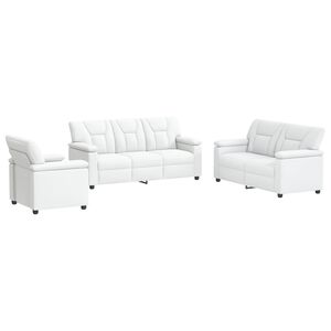 vidaXL Set de canapea 3 pcs Alb Piele artificială
