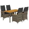 vidaXL Set mobilier de grădină cu perne, 5 piese, gri, poliratan
