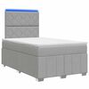 vidaXL Pat cu arcuri LED și saltea Gri deschis 120 x 190 cm Țesătură
