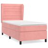 vidaXL Pat box spring cu saltea, roz, 90x200 cm, catifea