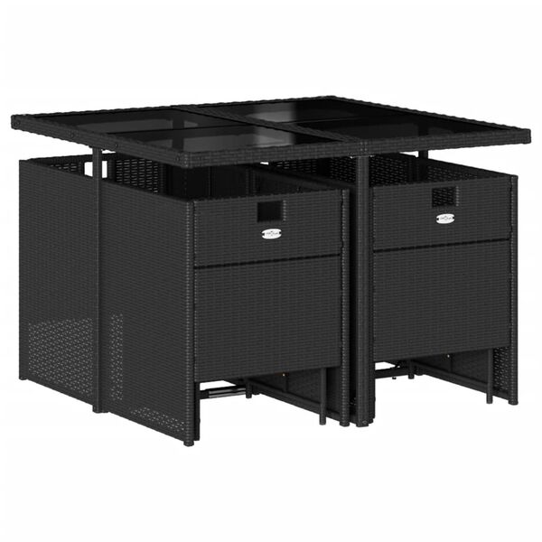 vidaXL Set mobilier de grădină cu perne, 9 piese, negru, poliratan