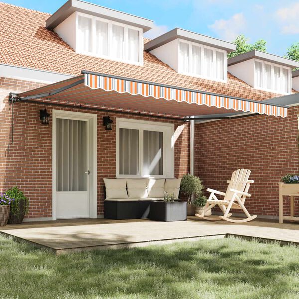 vidaXL Cortina Retractabilă Albastru și portocaliu 450 &times; 300 cm