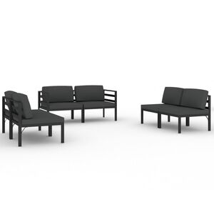 vidaXL Set mobilier de grădină cu perne, 6 piese, antracit, aluminiu