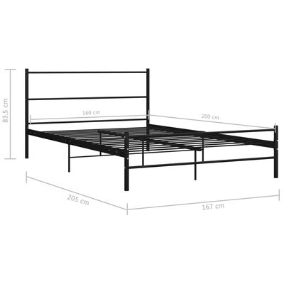 vidaXL Cadru de pat, negru, 160 x 200 cm, metal