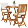 vidaXL Set bistro cu pernă 3 pcs Ulei Natural Lemn Solid de Acacia