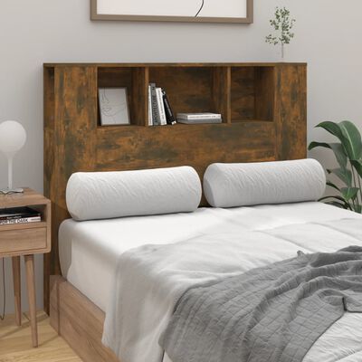 vidaXL Tăblie de pat cu dulap, stejar fumuriu, 120x18,5x102,5 cm
