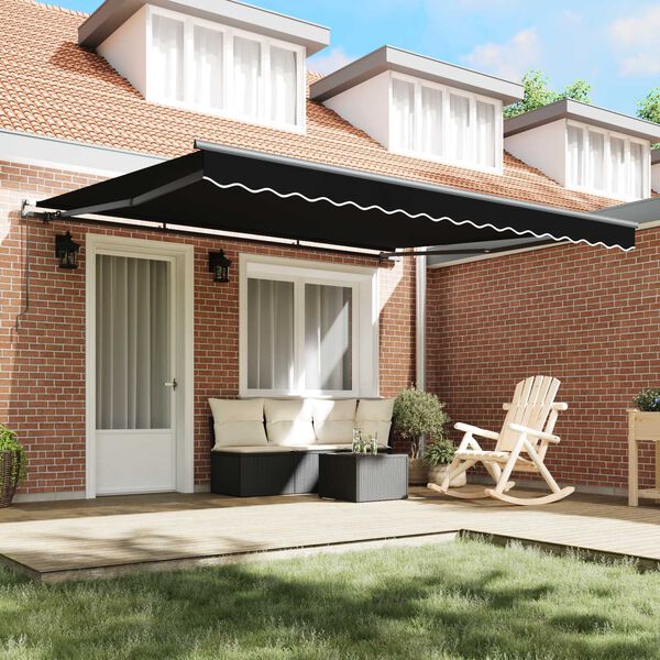 vidaXL Cortina Retractabilă Negru 400 × 300 cm Poliester și oțel