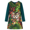 vidaXL Rochie pentru copii cu m&acirc;neci lungi, verde &icirc;nchis, 104