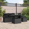 vidaXL Set de canapele pentru grădină cu pernă 6 pcs Negru poliratan