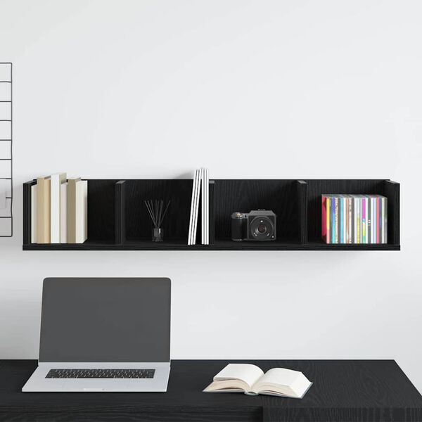vidaXL Raft de perete Stejar Negru 100 x 18 x 18 cm Lemn compozit