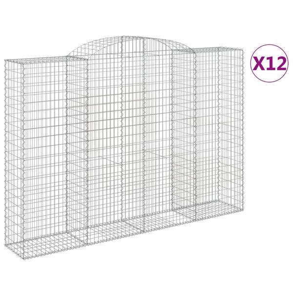 vidaXL Coșuri gabion arcuite 12 buc. 300x50x200/220 cm fier galvanizat