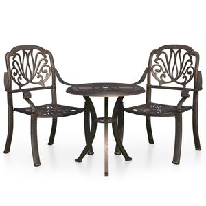 vidaXL Set mobilier bistro, 3 piese, bronz, aluminiu turnat