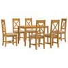 vidaXL Set de dining 7 buc. Bej Lemn de stejar masiv