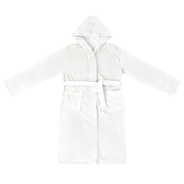 vidaXL Robe cu glugă Alb l Flanelă