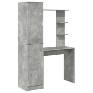 vidaXL Birou cu raft cu depozitare cu ușă 2 buc. Gri din beton