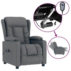 vidaXL Fotoliu rabatabil electric, gri, piele ecologică