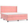 vidaXL Pat box spring cu saltea, roz, 180x200 cm, catifea