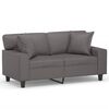 vidaXL Canapea cu 2 locuri cu pernuțe, gri, 120 cm, piele ecologică
