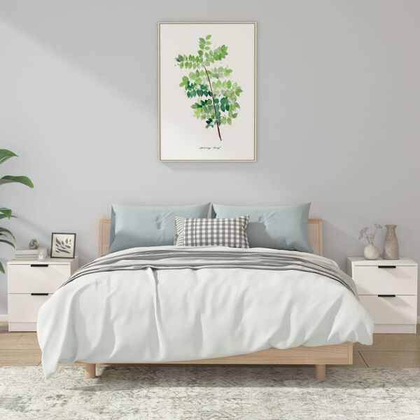 vidaXL Noptiere, 2 buc., alb, lemn prelucrat