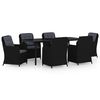 vidaXL Set de servit masa pentru grădină, 7 piese, negru
