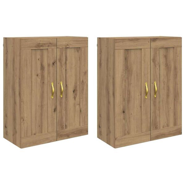 vidaXL Cabinet suspendat 2 pcs Stejar Artizanal 69,5 x 34 x 90 cm