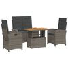 vidaXL Set mobilier de grădină cu perne, 4 piese, gri, poliratan