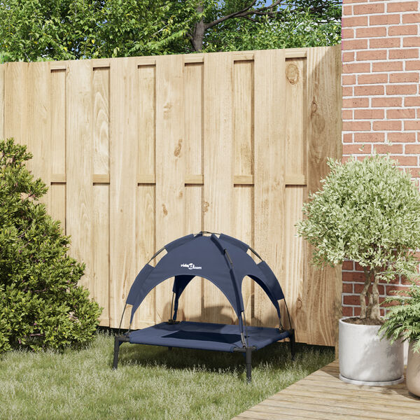 vidaXL Pat pentru c&acirc;ini Manual Albastru marin 76 x 62 x 70,5 cm Oțel